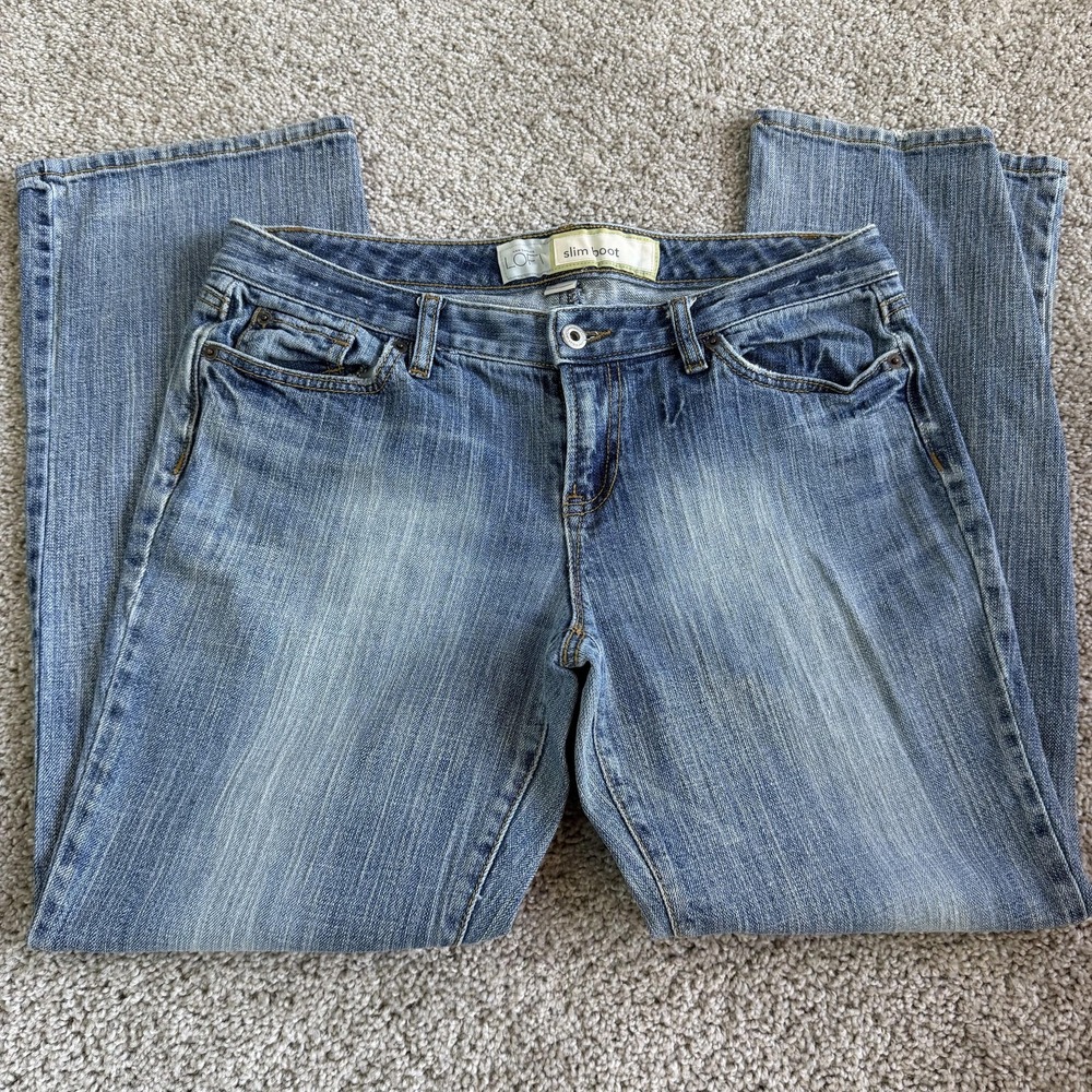Ann Taylor LOFT Slim Boot Jeans Womens 10P Med Wash Blue Stretch Denim Petite